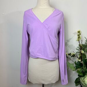Harmony and Balance Lavender Wrap Yoga Top | Size Medium | Long Sleeve with Thum